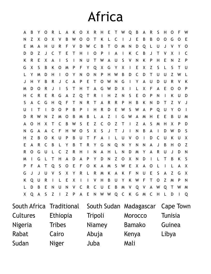 Africa Word Search