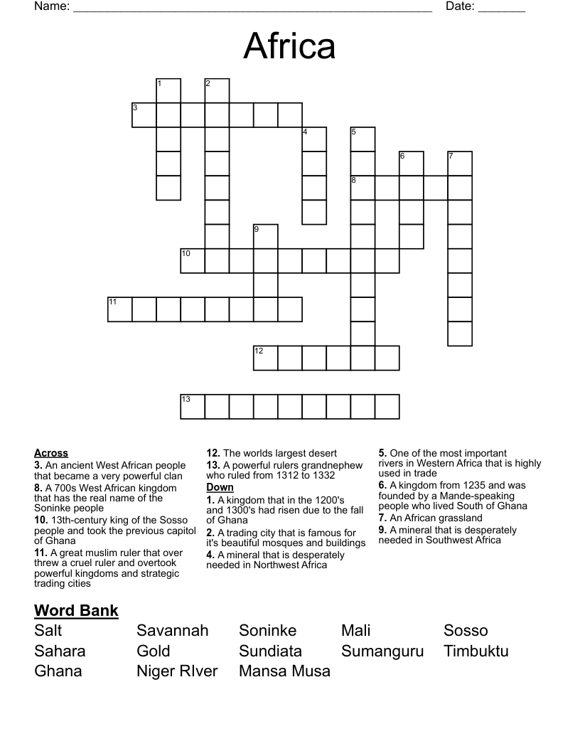 Africa Crossword