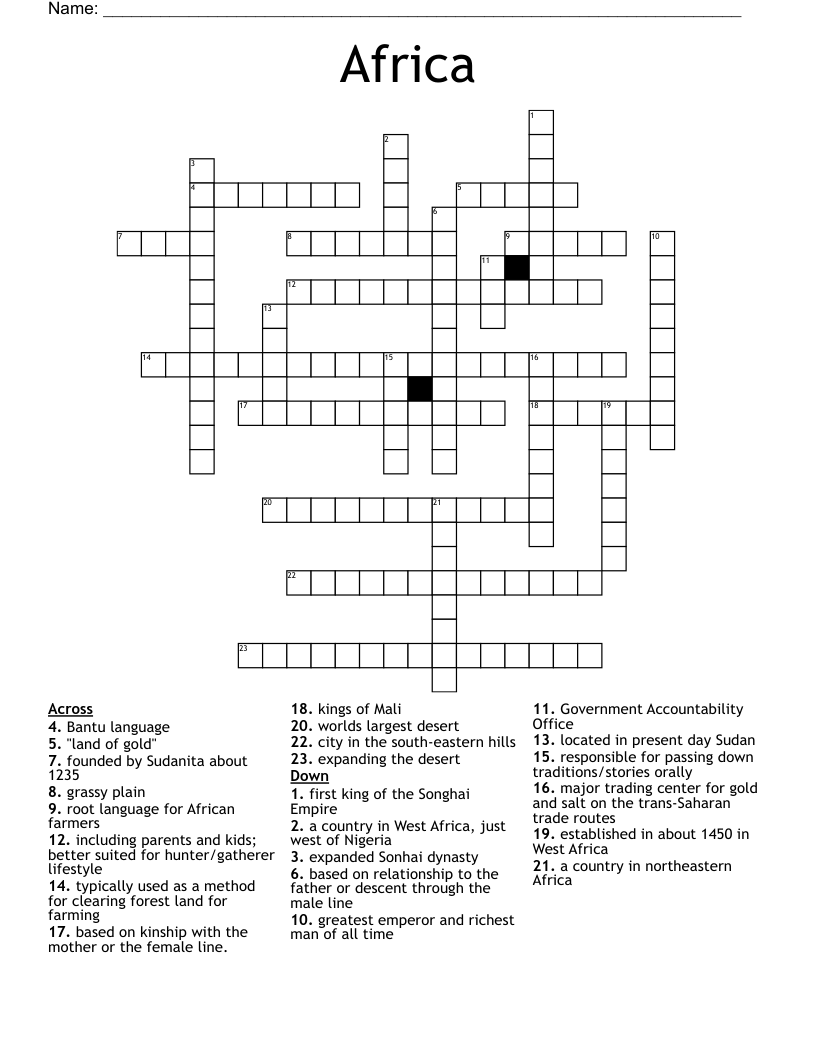 Africa Crossword