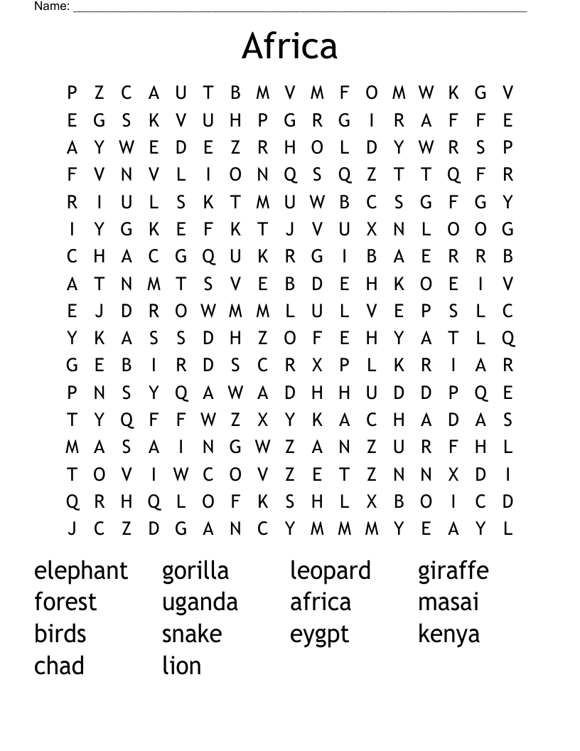 Africa Word Search