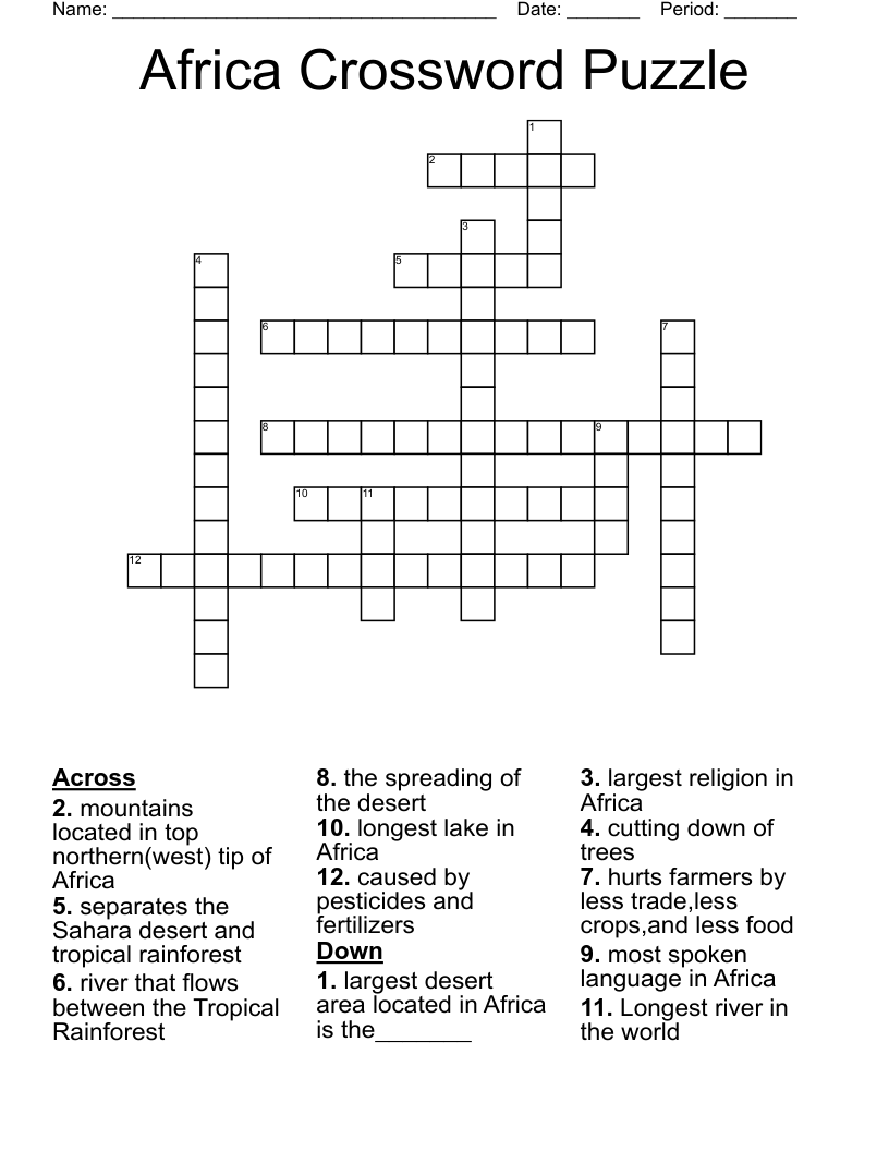 Africa Crossword Puzzle