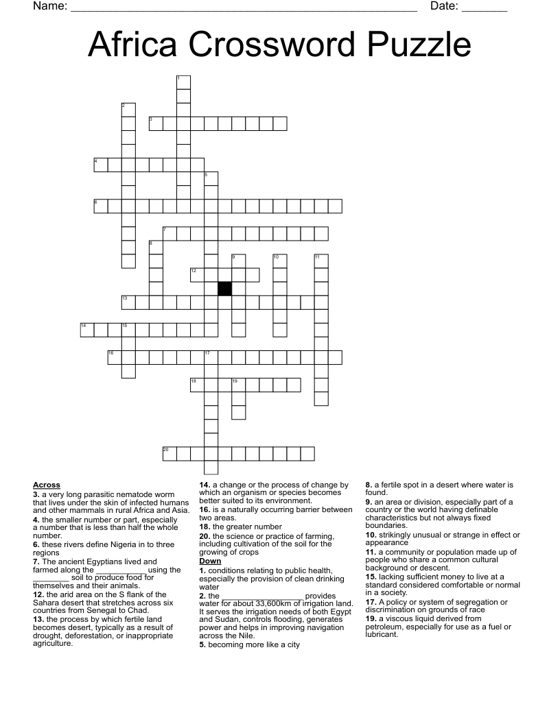 Africa Crossword Puzzle