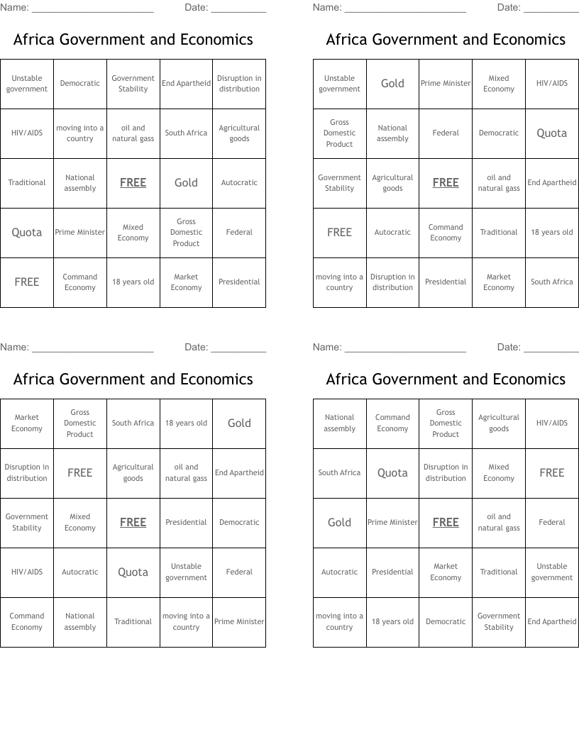 Africa Government and Economics