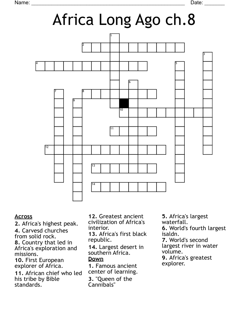 Africa Long Ago ch.8 Crossword