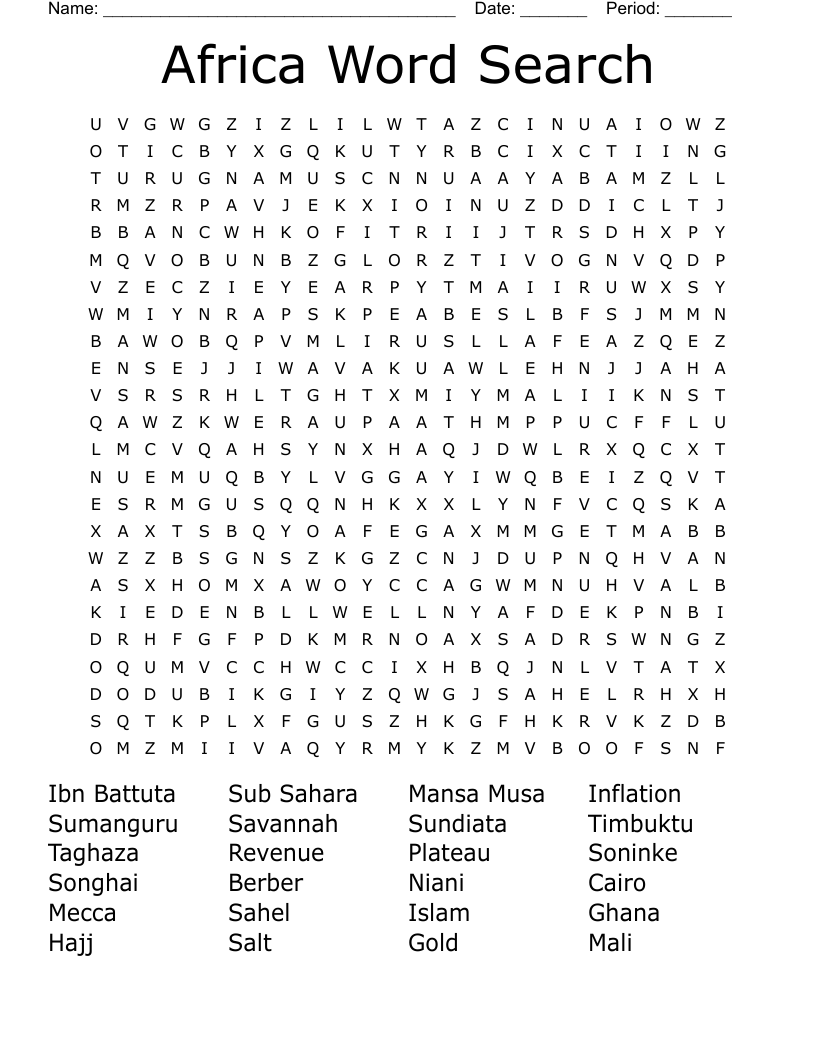 Africa Word Search