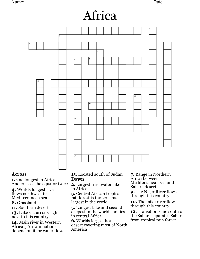 Africa  Crossword