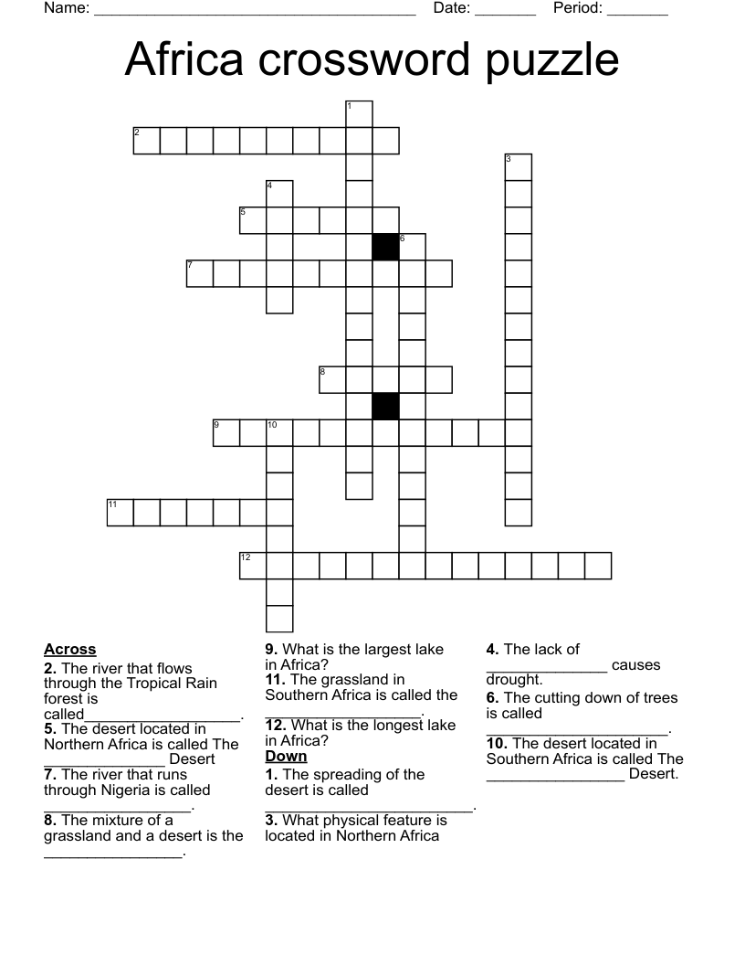 Africa crossword puzzle