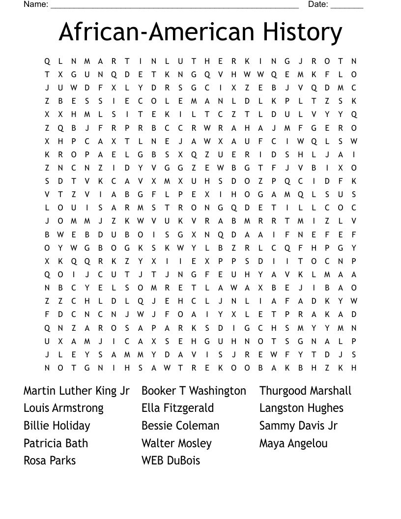African-American History Word Search