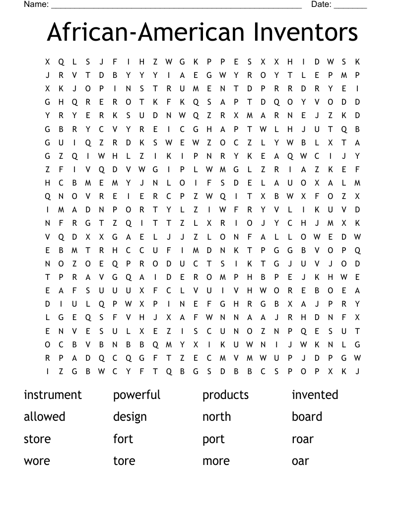 African-American Inventors Word Search