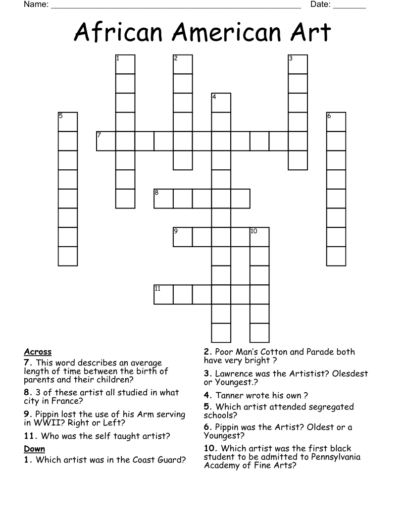African American Art  Crossword