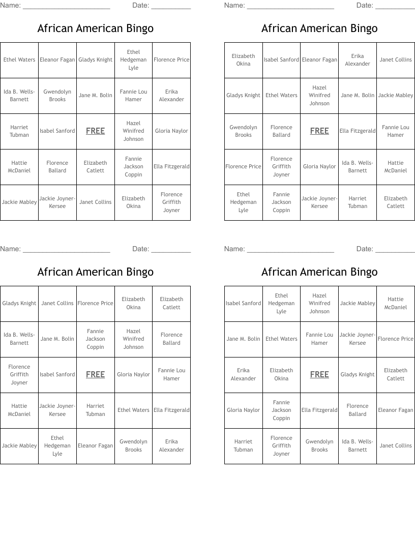 African American Bingo