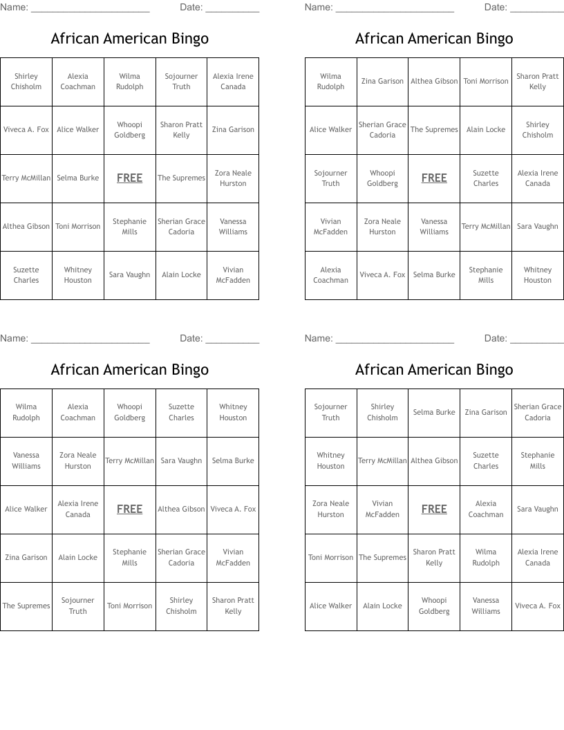 African American Bingo