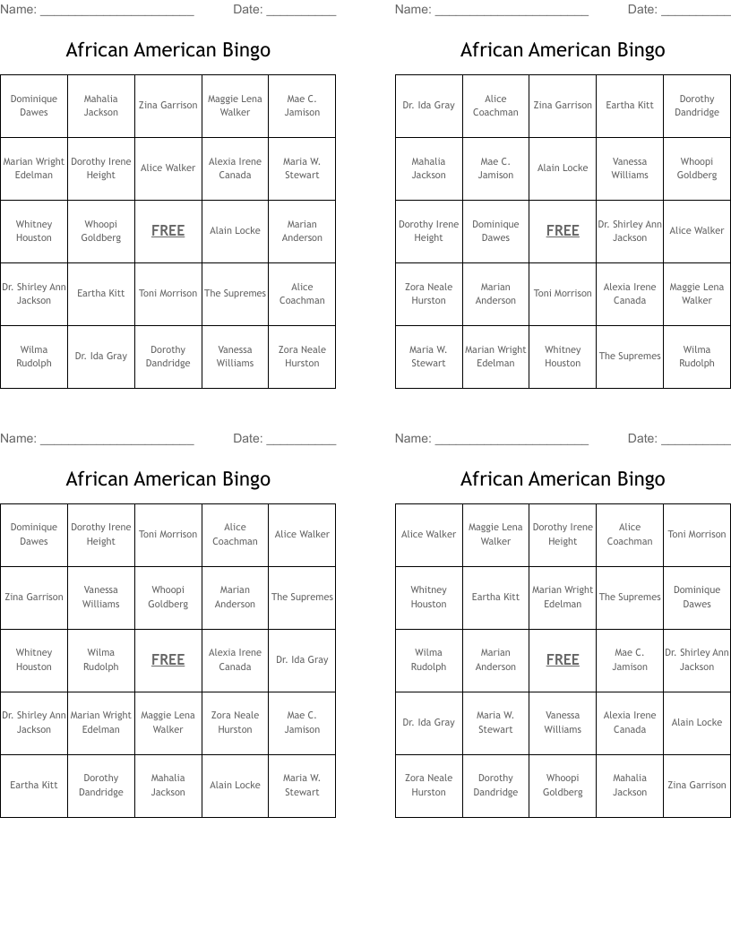 African American Bingo