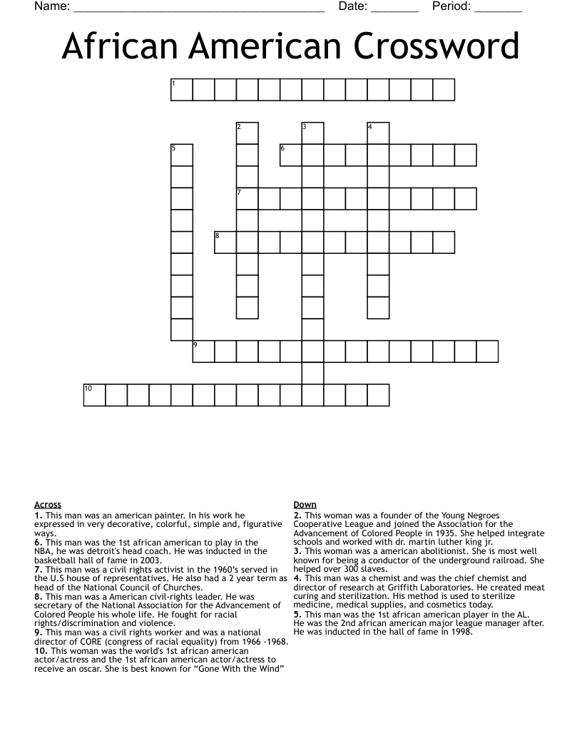 African American Crossword