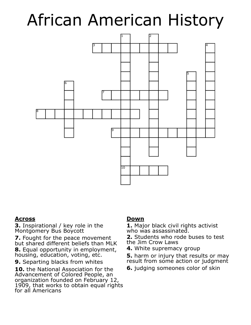African American History Crossword