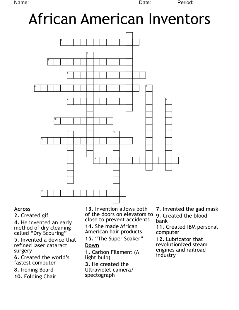 African American Inventors Crossword