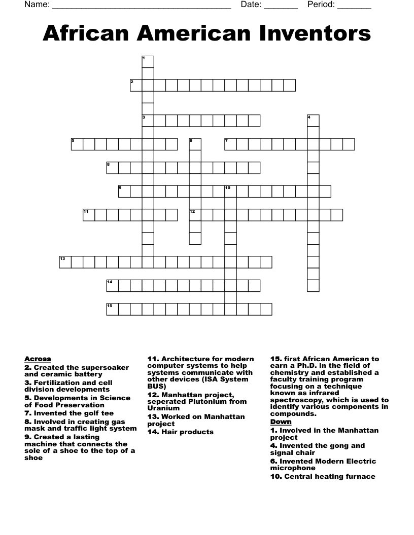 African American Inventors Crossword