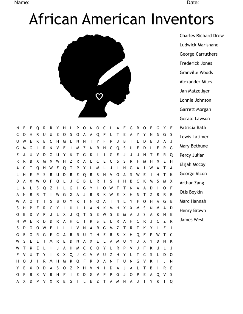 African American Inventors Word Search