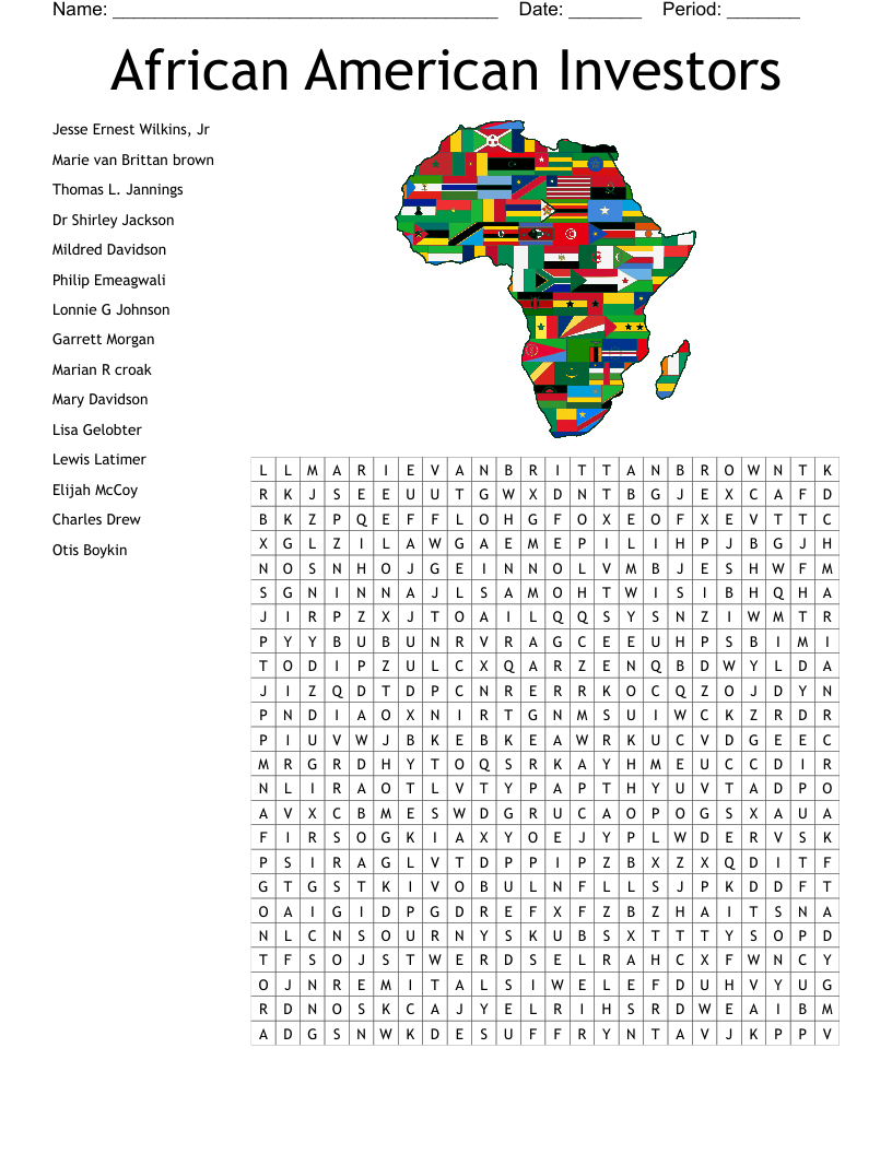 African American Investors  Word Search