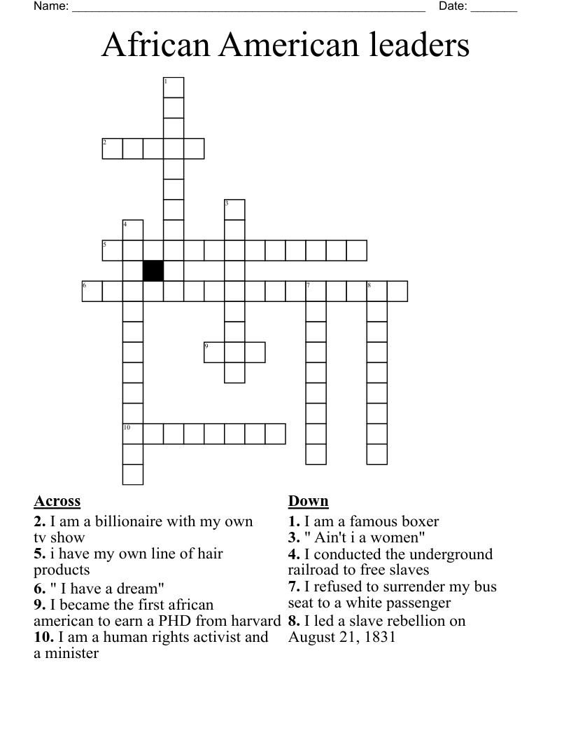 African American leaders Crossword