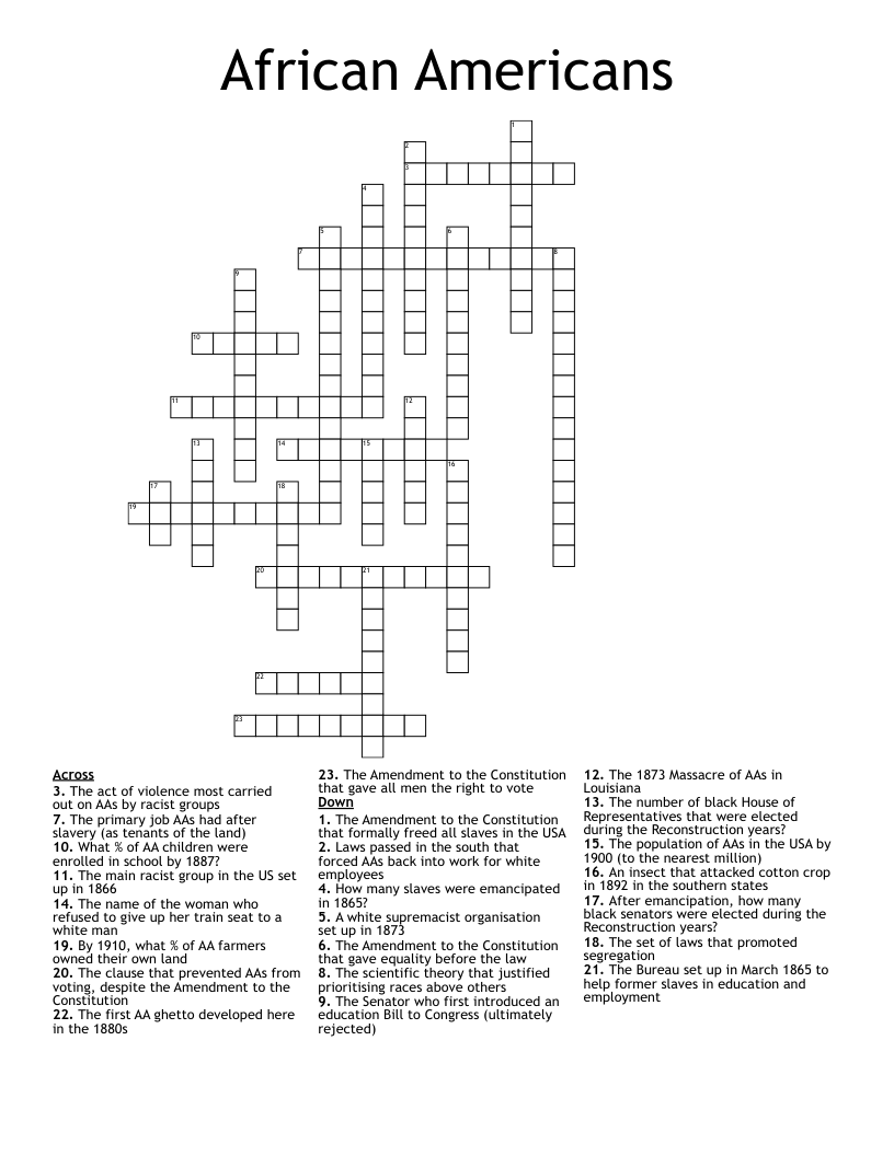 African Americans Crossword