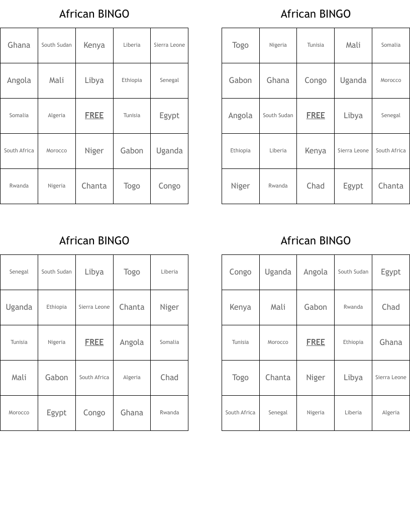 African BINGO