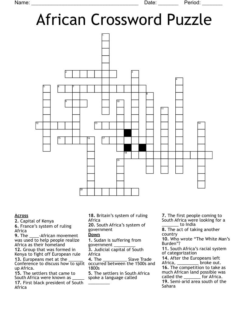 African Crossword Puzzle