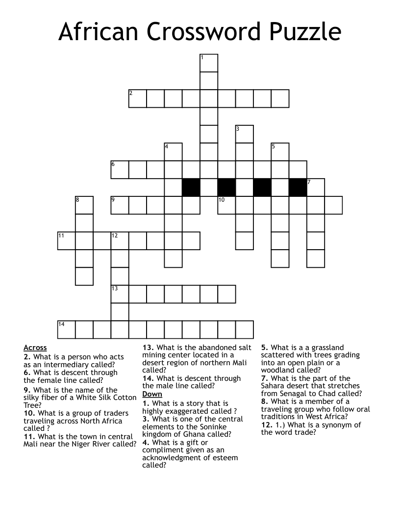African Crossword Puzzle