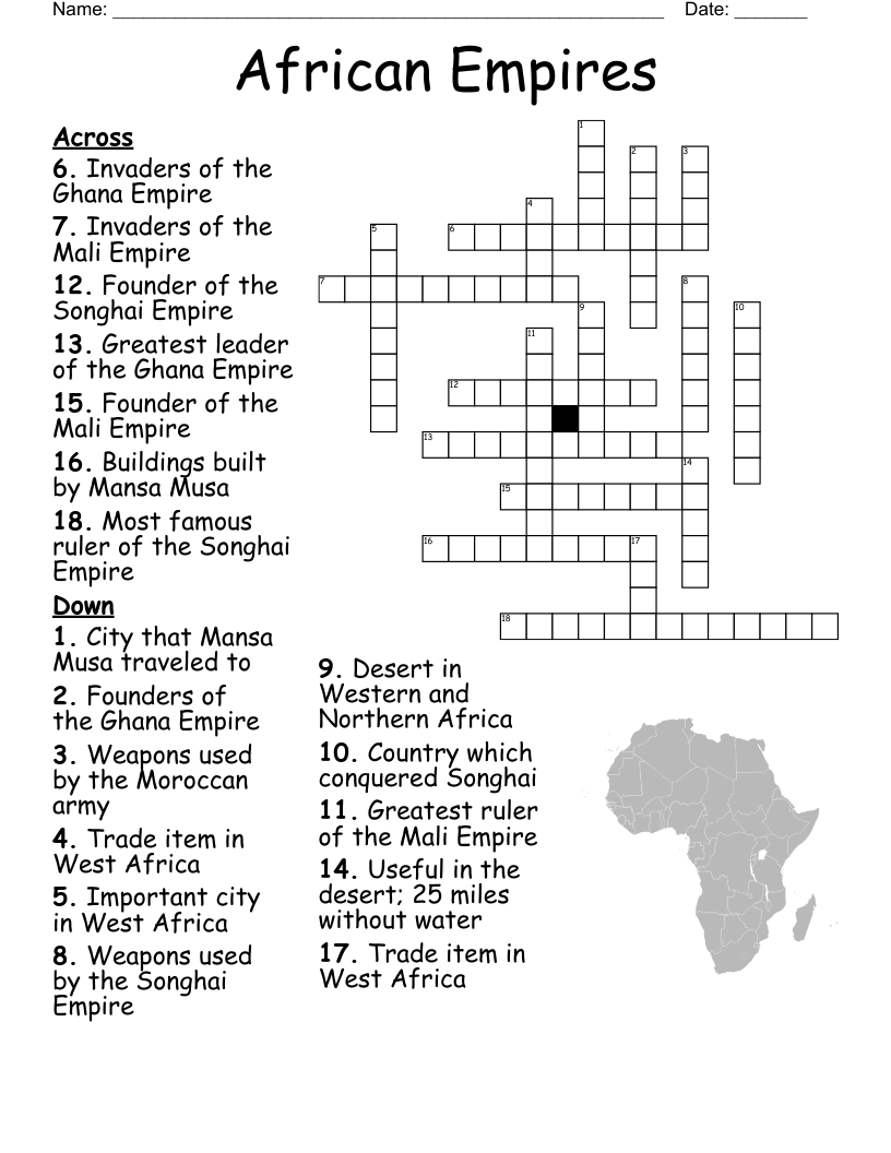 African Empires Crossword