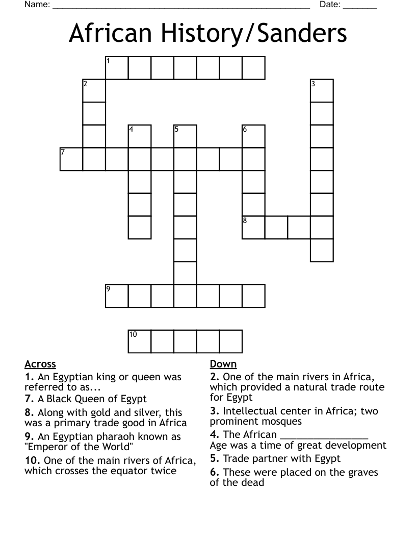 African History/Sanders Crossword