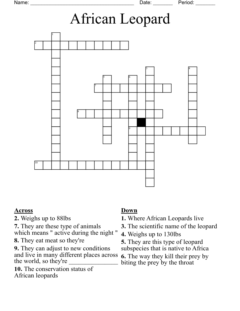 African Leopard Crossword
