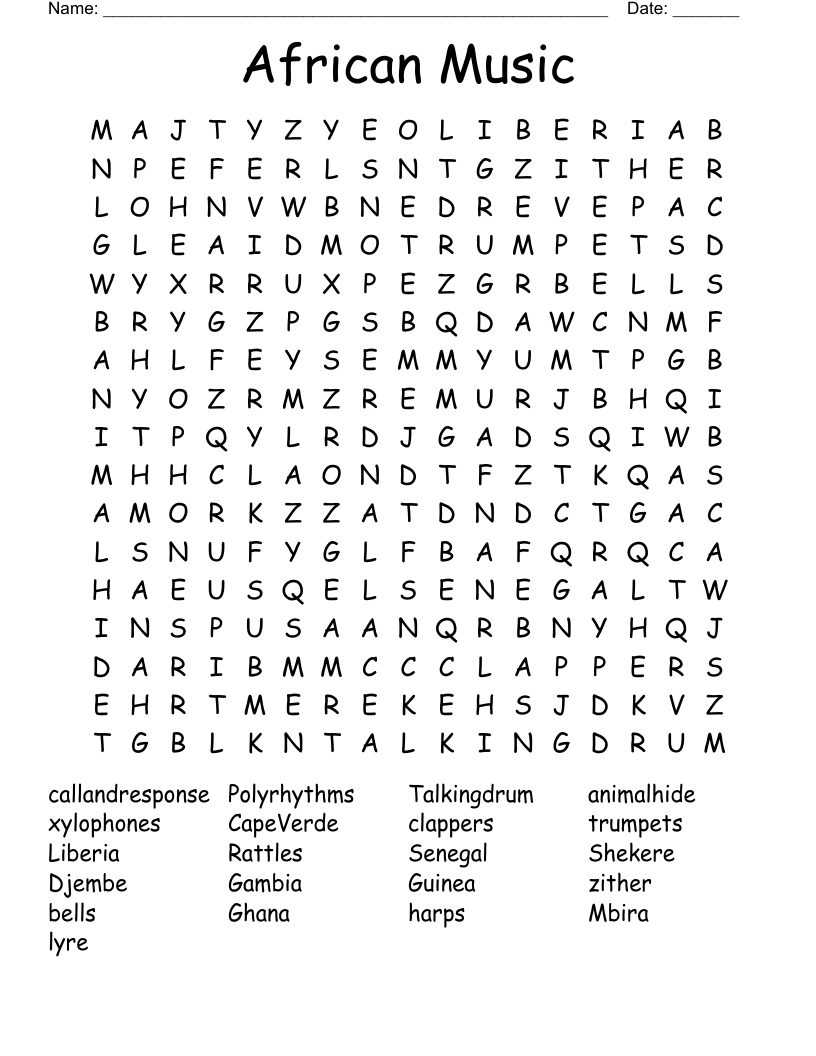 African Music Word Search