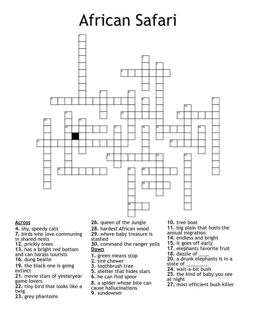 African Safari Crossword