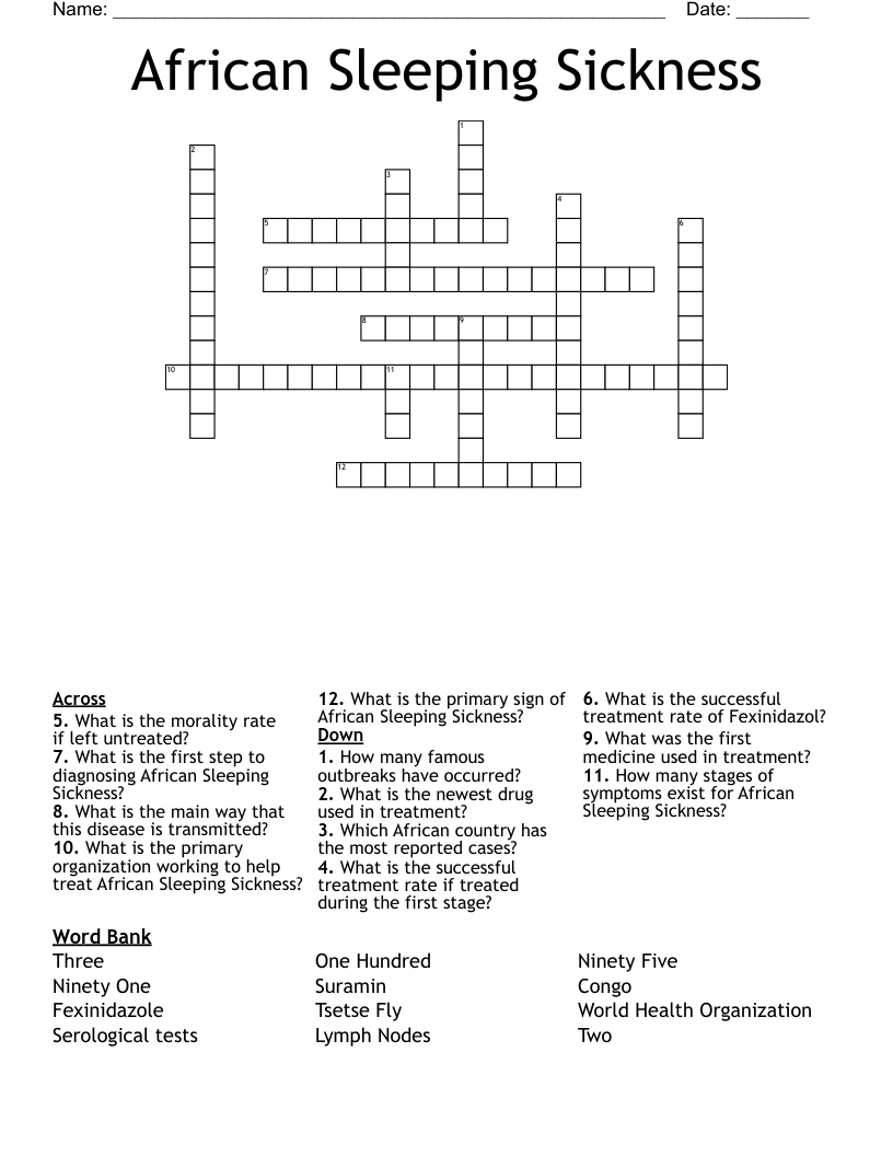 African Sleeping Sickness Crossword