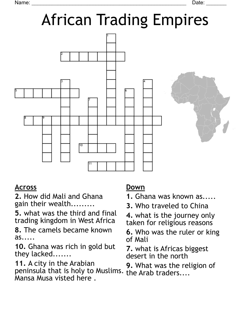 African Trading Empires Crossword