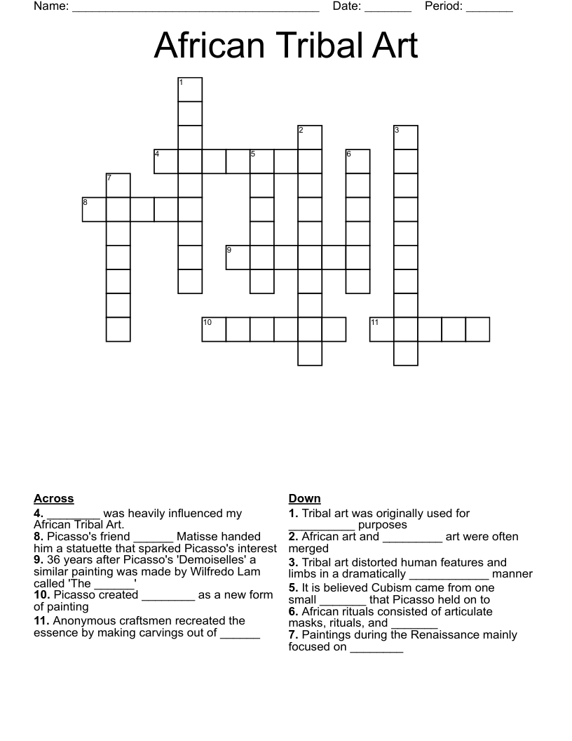 African Tribal Art Crossword