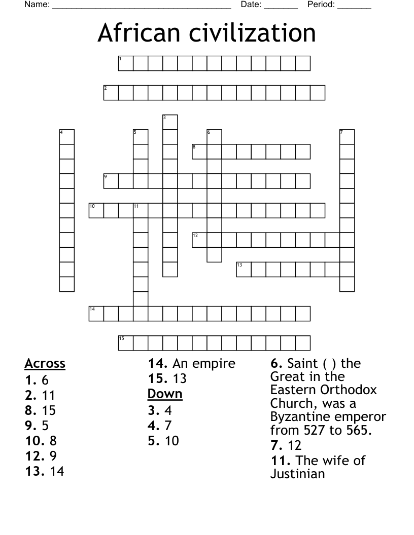 African civilization  Crossword