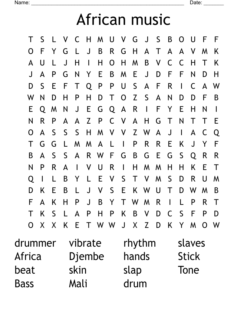 African music Word Search