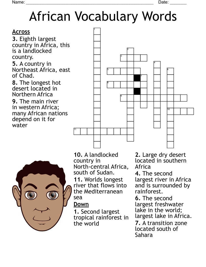 African Vocabulary Words Crossword