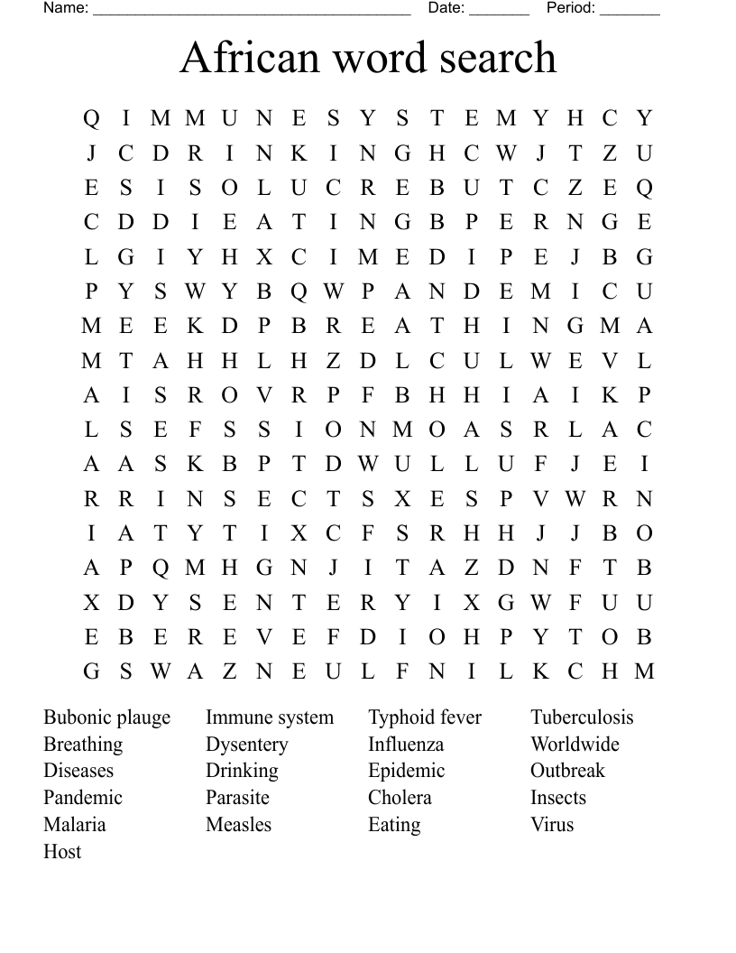 African word search 