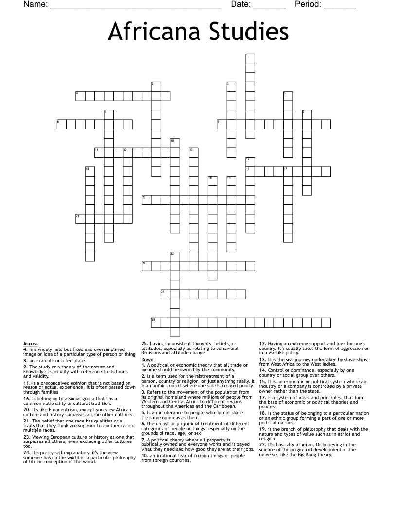 Africana Studies Crossword