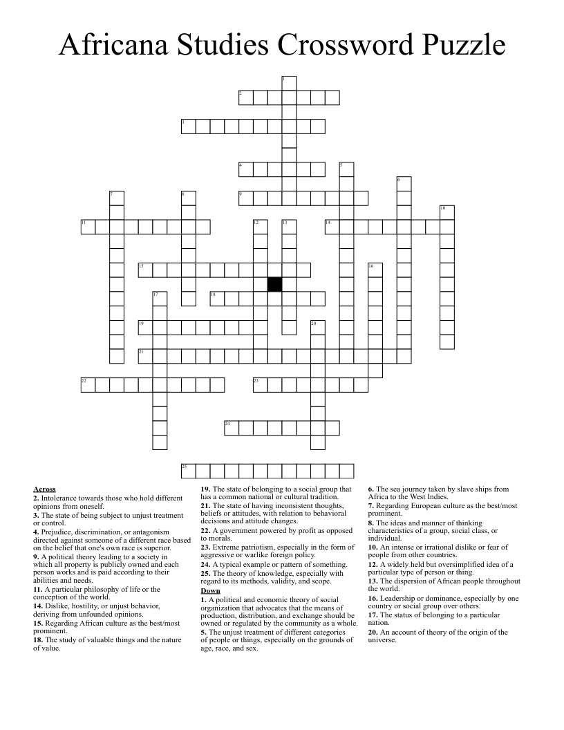 Africana Studies Crossword Puzzle