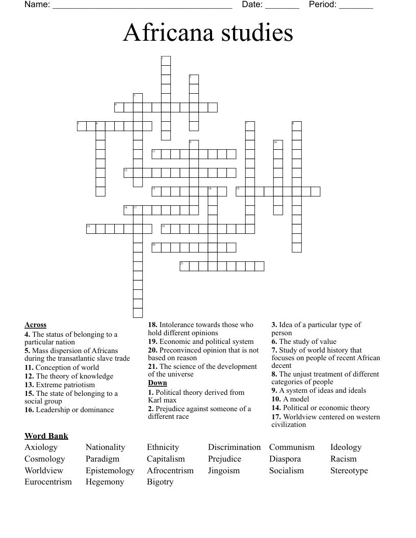 Africana studies  Crossword