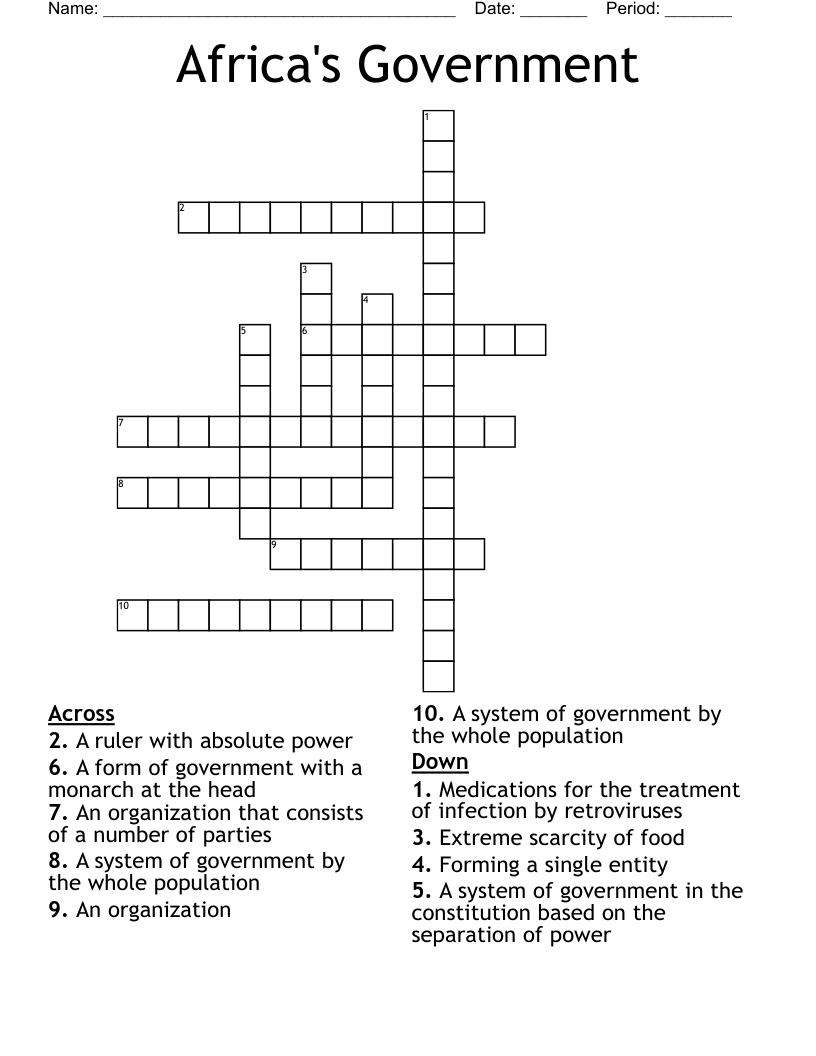 Africa's Government  Crossword