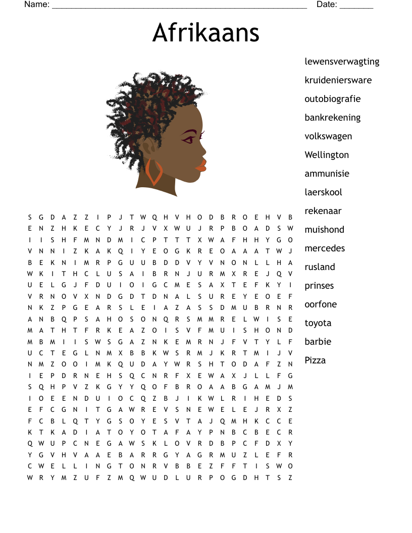 Afrikaans Word Search