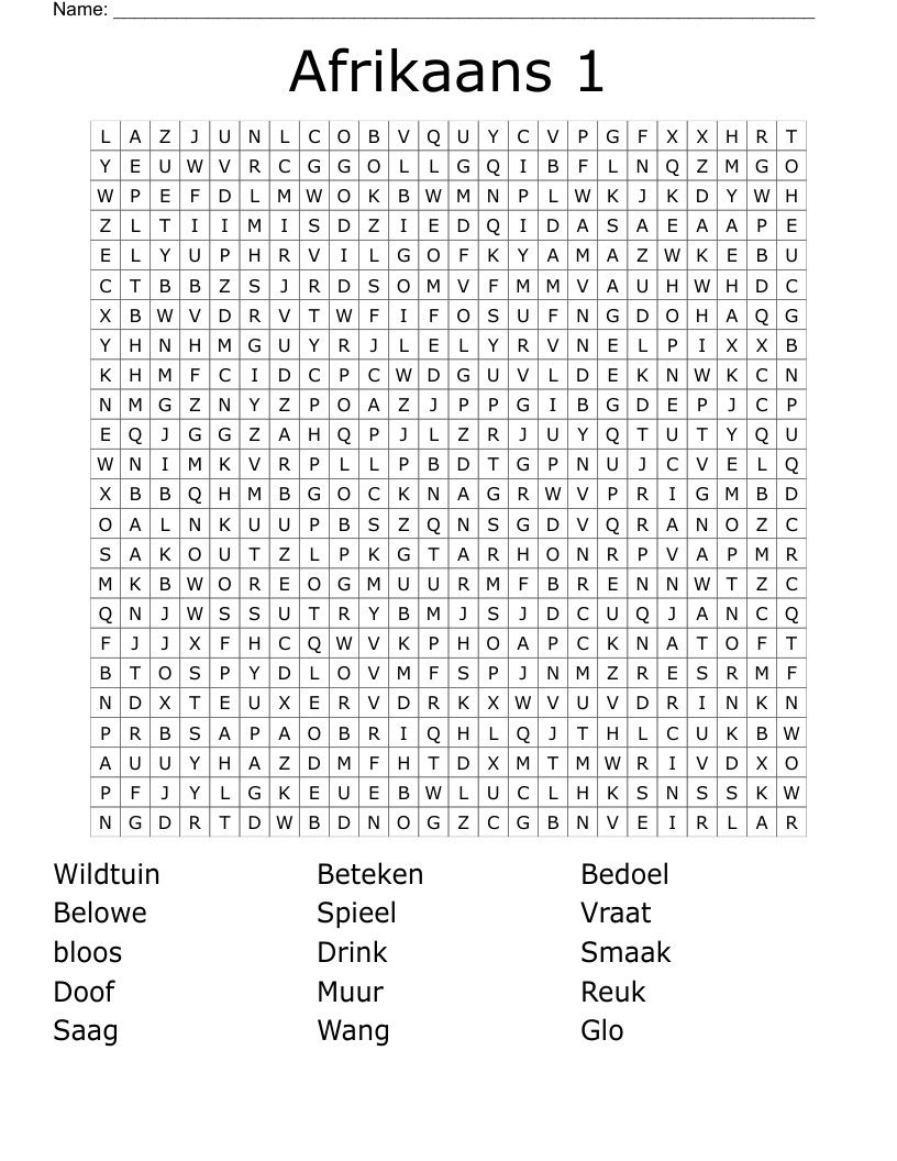 Afrikaans 1 Word Search