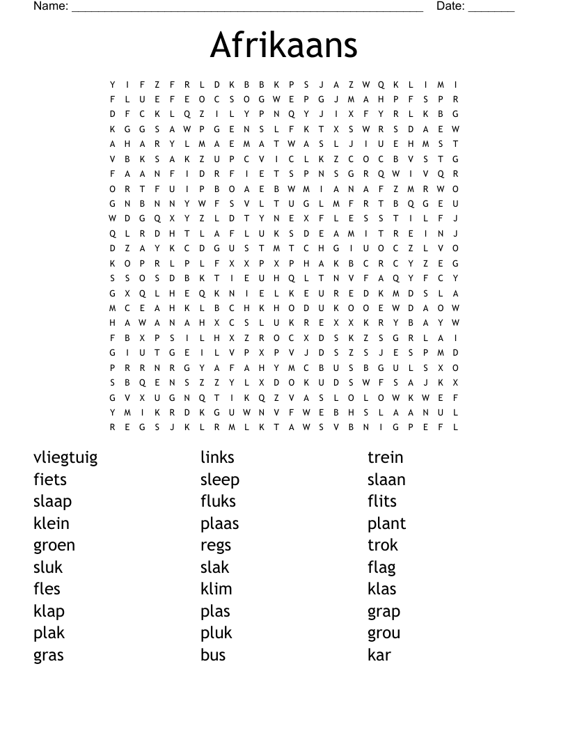 Afrikaans Word Search
