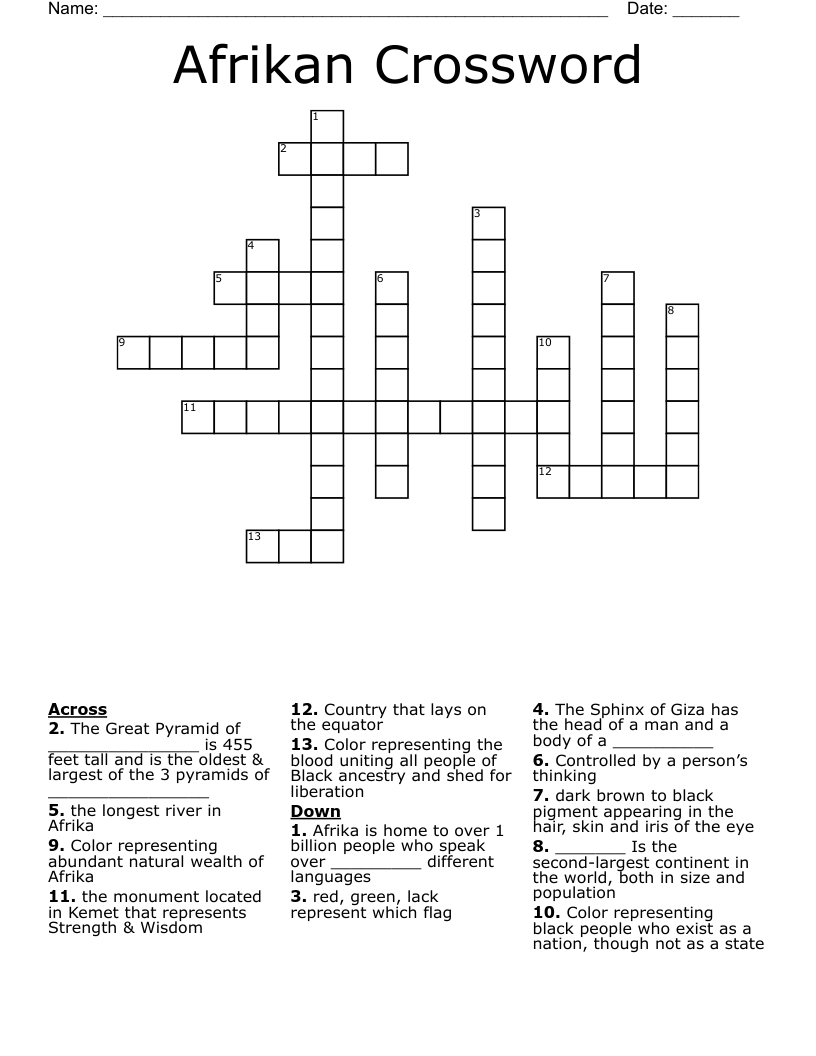 Afrikan Crossword