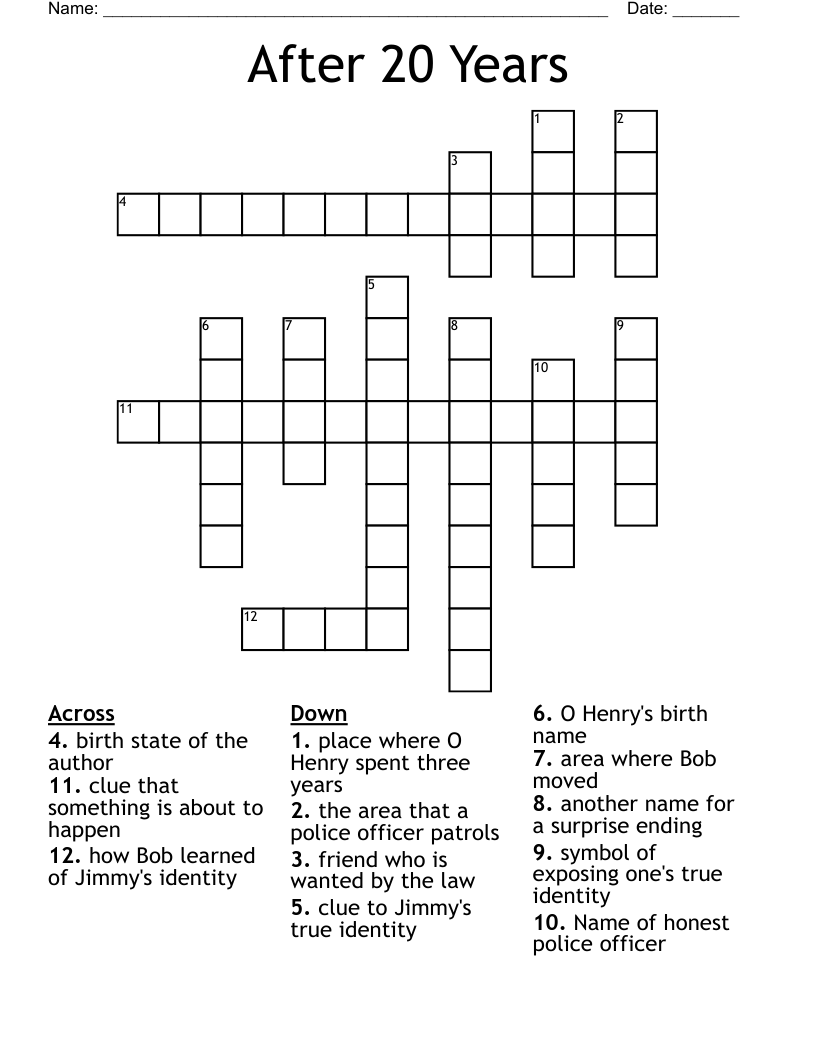 After 20 Years Crossword
