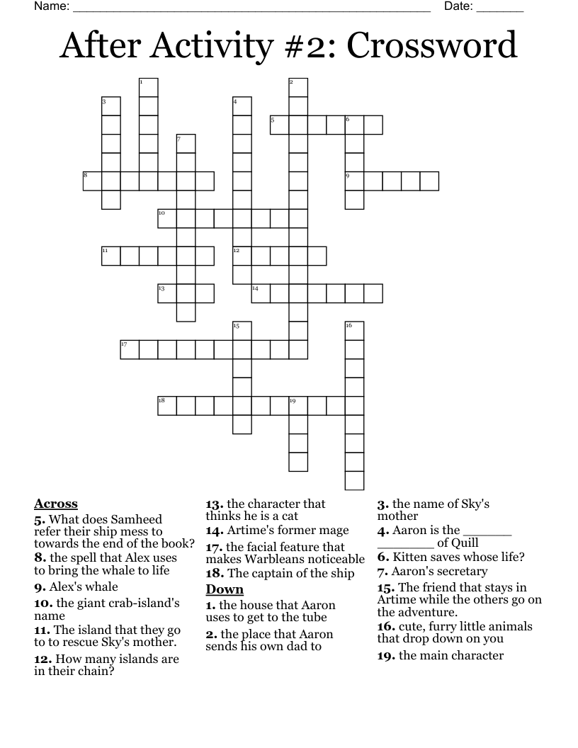 After Activity #2: Crossword